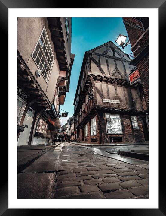 The Shambles at dusk, York Framed Mounted Print by Alan Wise