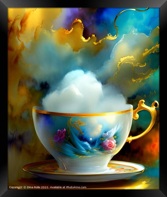 Whimsical Cloud in a Tea Cup Digital Graphic Framed Print by Dina Rolle