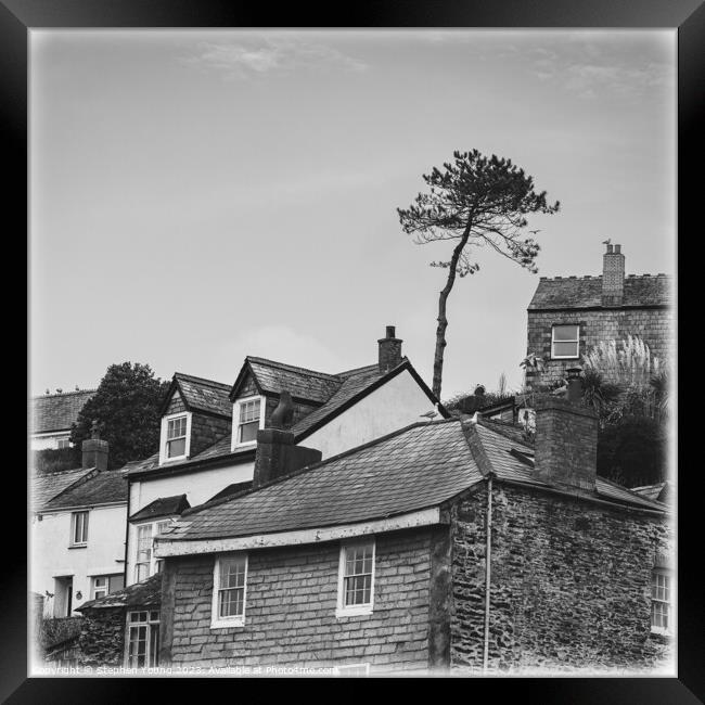 Coastal Village Charms: Houses on the Hillside of  Framed Print by Stephen Young