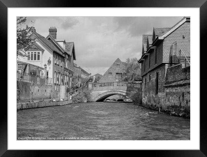 City Bridge - St Swithun - Soke Bridge, Winchester Framed Mounted Print by Stephen Young