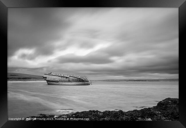 Sunken Ship The Reginald, Scapa Flow, Orkney, Scot Framed Print by Stephen Young