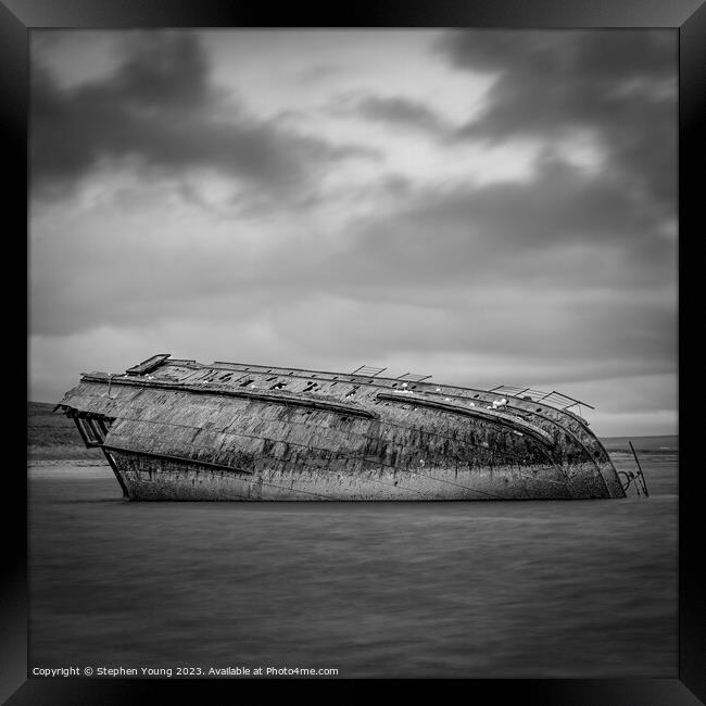 Sunken Ship The Reginald, Scapa Flow, Orkney, Scot Framed Print by Stephen Young