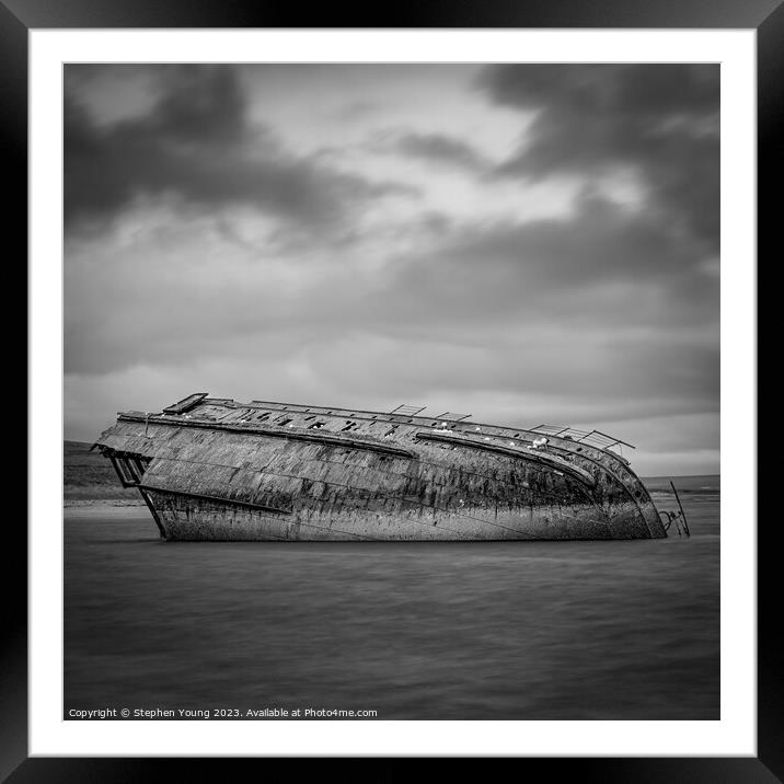 Sunken Ship The Reginald, Scapa Flow, Orkney, Scot Framed Mounted Print by Stephen Young