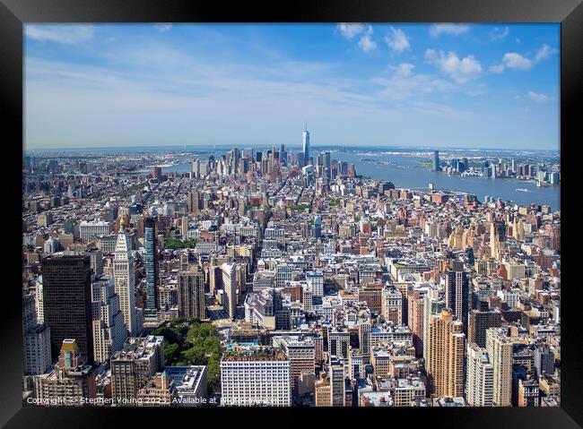 Exploring the Iconic NYC Skyline on a Perfect Day Framed Print by Stephen Young