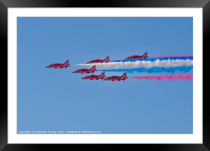 Red Arrows Horizontal Flight Framed Mounted Print by Stephen Young