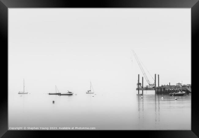 Swanage Bay Sea Mist Framed Print by Stephen Young