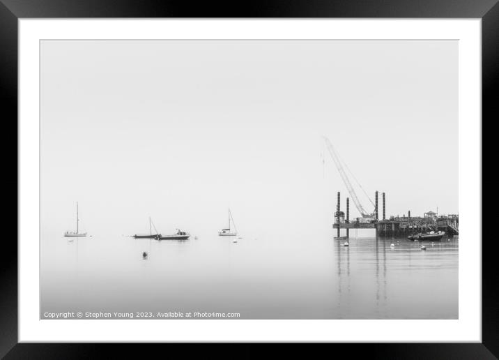 Swanage Bay Sea Mist Framed Mounted Print by Stephen Young