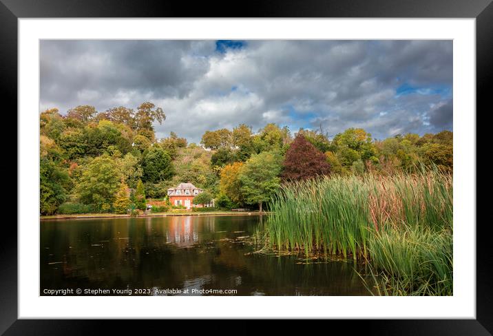 Autumn Colours Along the Thames Riverbank Framed Mounted Print by Stephen Young
