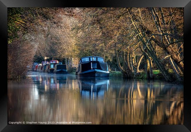 Winter's Embrace: Canal's Golden Hour Framed Print by Stephen Young