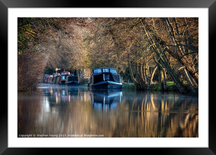Winter's Embrace: Canal's Golden Hour Framed Mounted Print by Stephen Young