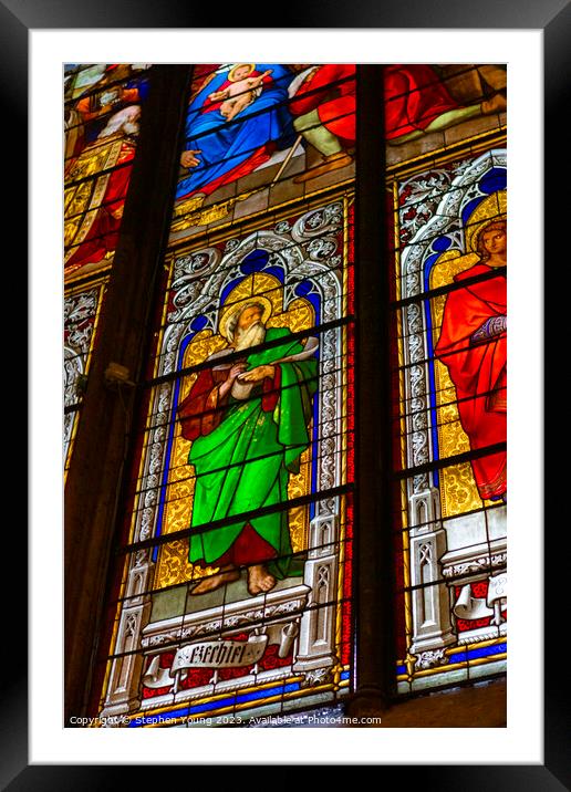 Stained Glass Window, Cologne Cathedral, Germany Framed Mounted Print by Stephen Young