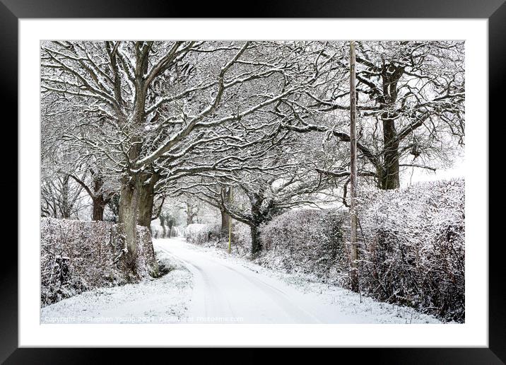 Rural Countryside Winter Lane Framed Mounted Print by Stephen Young