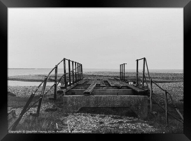 Abandoned Old Pier/Jetty for Landing Boats Framed Print by Stephen Young