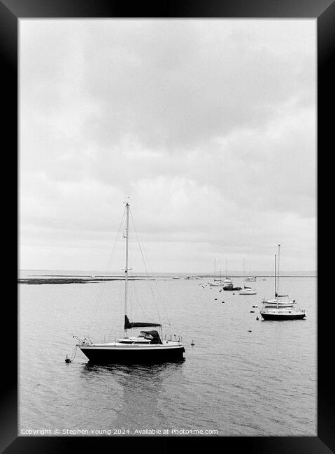 Tranquil Waters: A Black & White Stud Framed Print by Stephen Young