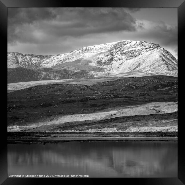 Snow Capped Mountain Sottish Highlands Framed Print by Stephen Young