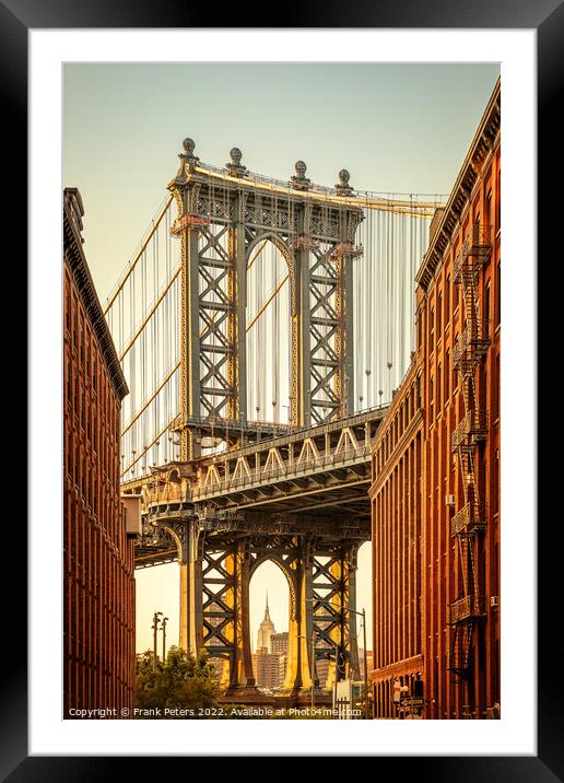 manhattan bridge, new york Framed Mounted Print by Frank Peters