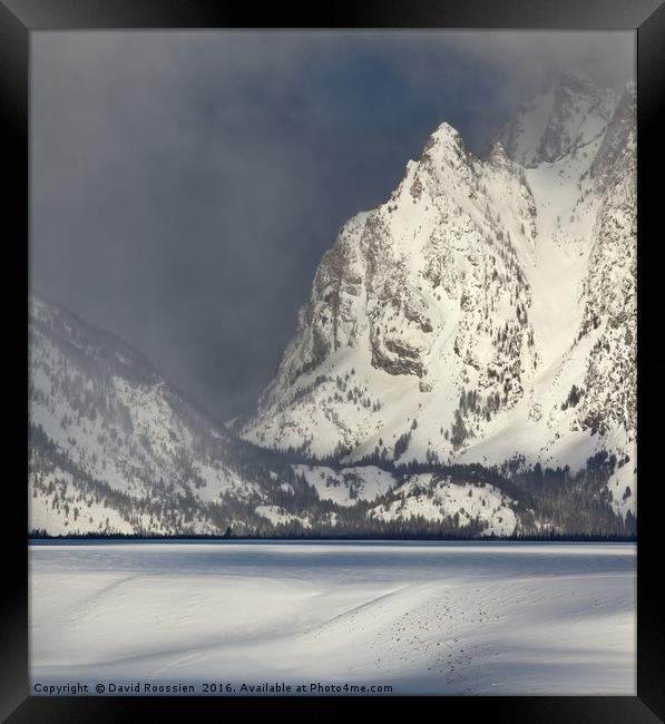 Clearing Winter Storm, Grand Tetons, Wyoming, USA Framed Print by David Roossien