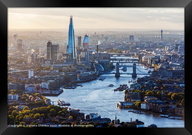 Aerial London city view of the river Thames  Framed Print by Spotmatik 