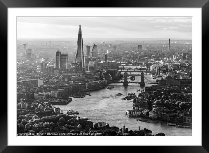 Aerial London city view of the river Thames  Framed Mounted Print by Spotmatik 