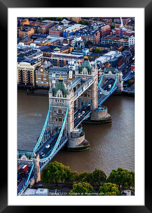 Aerial London view of Tower Bridge river Thames  Framed Mounted Print by Spotmatik 