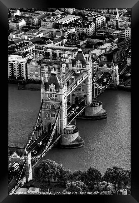 Aerial London view of Tower Bridge river Thames  Framed Print by Spotmatik 