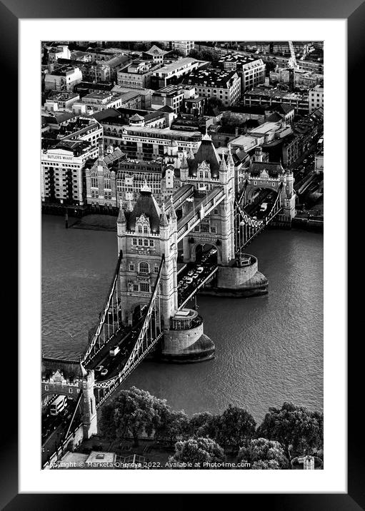 Aerial London view of Tower Bridge river Thames  Framed Mounted Print by Spotmatik 