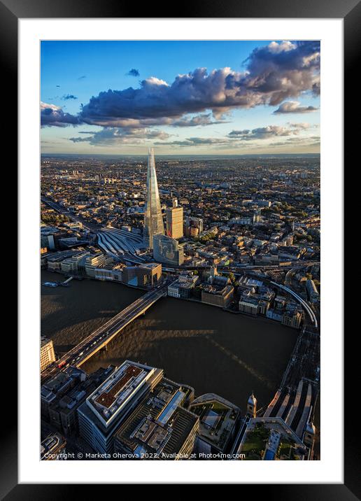 Aerial view London Landscape city financial Capital UK Framed Mounted Print by Spotmatik 
