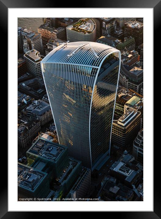 Aerial Walkie Talkie London skyscraper building Framed Mounted Print by Spotmatik 
