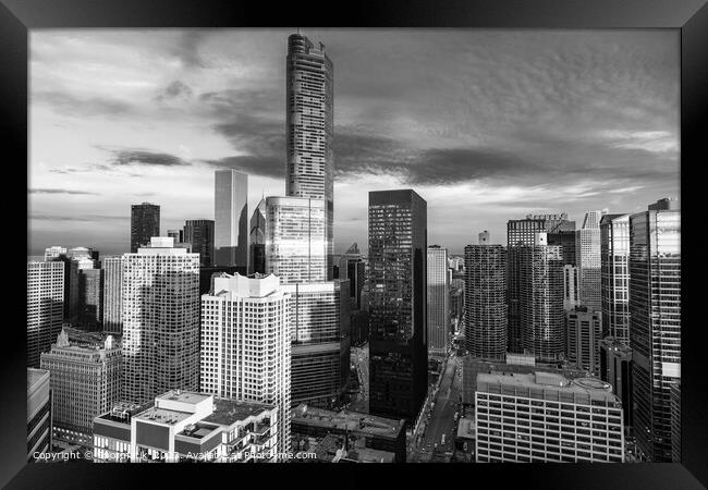 Aerial Chicago city skyscrapers downtown district  Framed Print by Spotmatik 