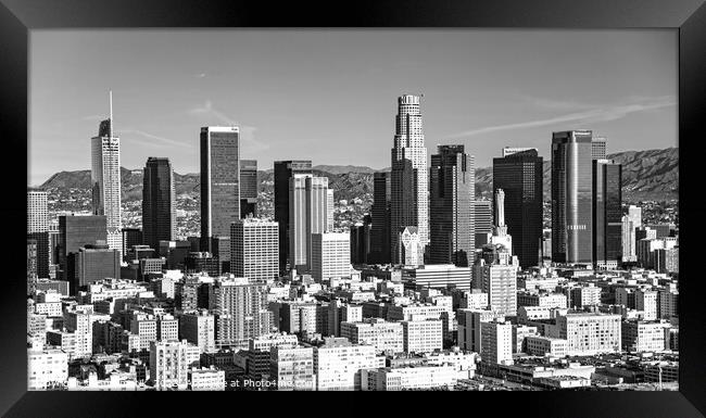 Aerial Los Angeles city skyscrapers California Framed Print by Spotmatik 