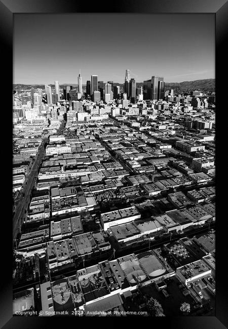 Aerial of Urban Los Angeles city skyscrapers USA Framed Print by Spotmatik 