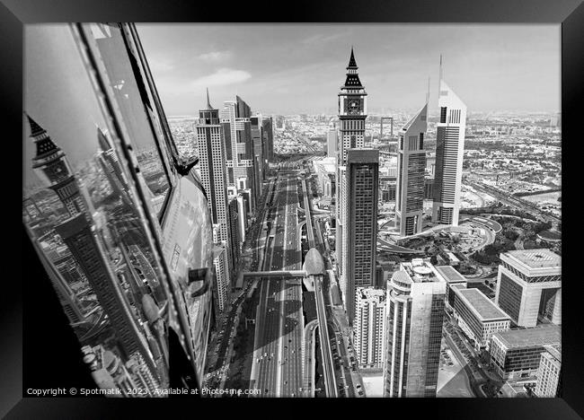 Aerial Helicopter view of Dubai Sheikh Zayed Road Framed Print by Spotmatik 