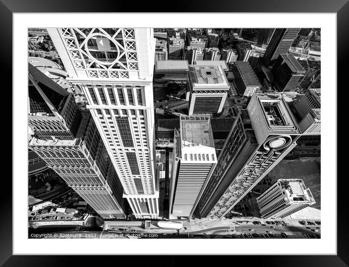 Aerial Dubai view of modern city skyscrapers Framed Mounted Print by Spotmatik 