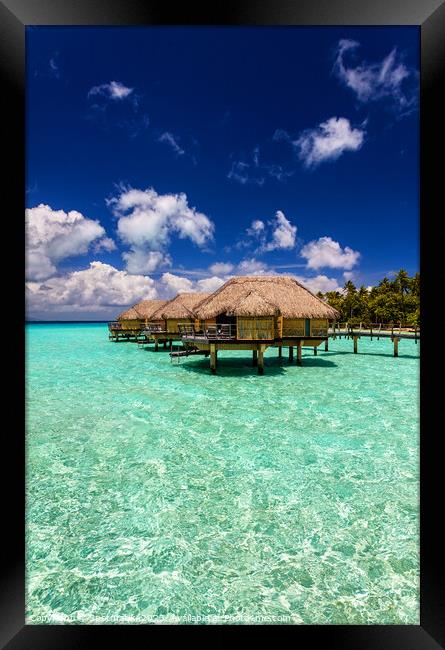 Bora Bora Island Overwater luxury resort Bungalows Polynesia Framed Print by Spotmatik 