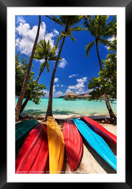 kayaks Bora Bora active vacation luxury resort Polynesia Framed Mounted Print by Spotmatik 