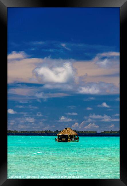 Aquamarine lagoon Bora Bora Overwater luxury Bungalow Polynesia Framed Print by Spotmatik 