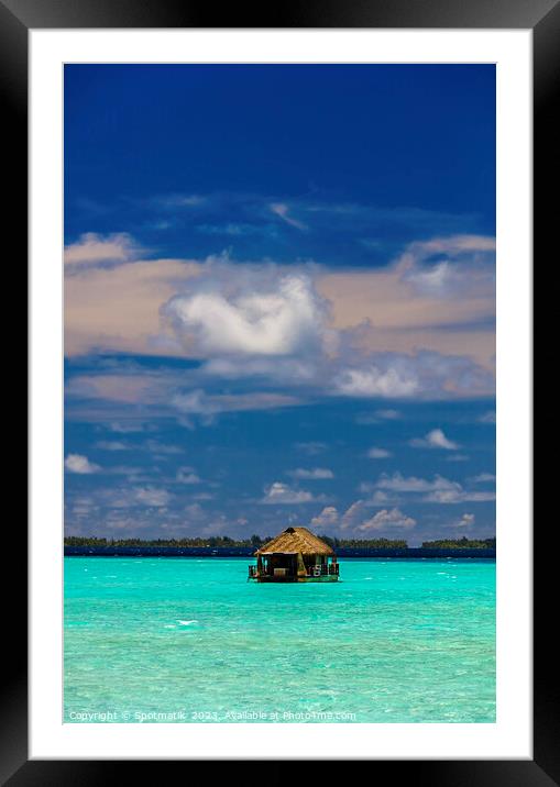 Aquamarine lagoon Bora Bora Overwater luxury Bungalow Polynesia Framed Mounted Print by Spotmatik 