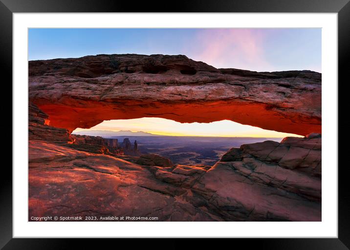 Mesa Arch sunrise Canyonlands National Park Utah USA Framed Mounted Print by Spotmatik 