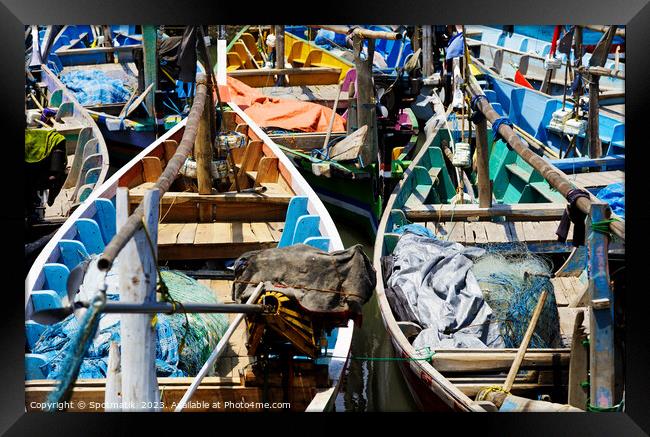 Indonesian local wooden fishing boats South East Asia Framed Print by Spotmatik 