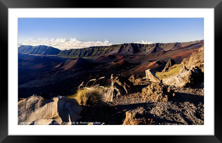 Aerial view of Haleakala Volcano Maui Hawaiian archipelago  Framed Mounted Print by Spotmatik 