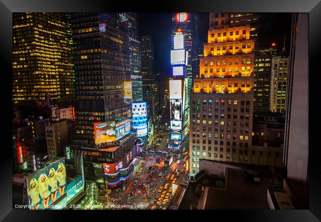 Night time Times Square Manhattan New York America Framed Print by Spotmatik 