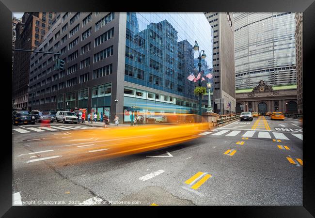 Yellow taxi cabs Manhattan New York city USA Framed Print by Spotmatik 