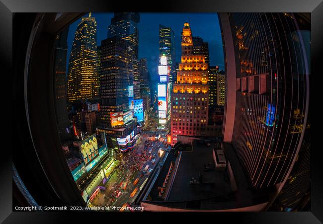 Night time Times Square Manhattan New York America Framed Print by Spotmatik 
