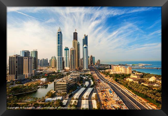 UAE Dubai Sheikh Zayed road skyscrapers offices condominiums  Framed Print by Spotmatik 