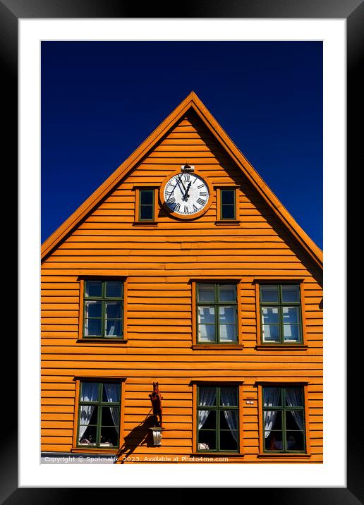 Bergen historical buildings in Vagen harbor Norway Europe Framed Mounted Print by Spotmatik 