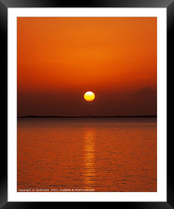 Tropical ocean sunset over water travel tourism USA Framed Mounted Print by Spotmatik 