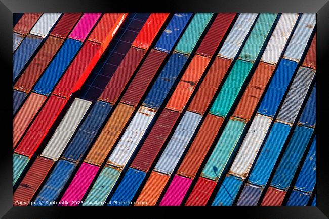 Port of Los Angeles commercial cargo Containers California  Framed Print by Spotmatik 