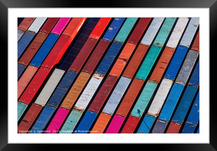 Port of Los Angeles commercial cargo Containers California  Framed Mounted Print by Spotmatik 