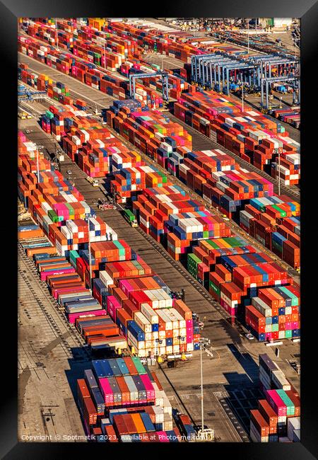 Port of Los Angeles container docks California America Framed Print by Spotmatik 