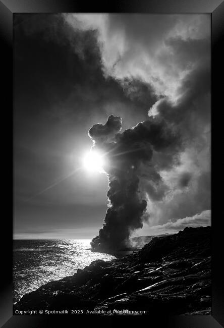 Big Island Hawaii Kilauea volcano hot steam rising Framed Print by Spotmatik 